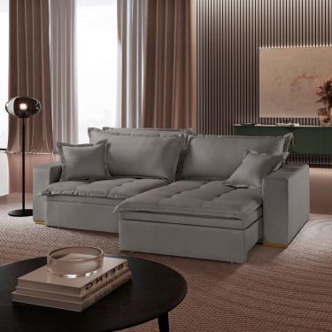 Imagem de Sofá Retrátil com Baú REF 47 - 2501-b Messina Cinza
