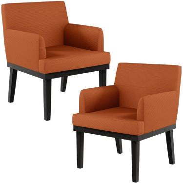Imagem de Kit 02 Poltronas Decorativas Sala de Estar Base Preto Beatriz W01 Tecido Terracota - Lyam Decor
