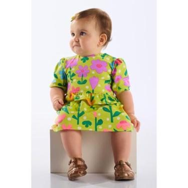 Imagem de Vestido Floral em Cotton para Bebê Up Baby, Verde, G