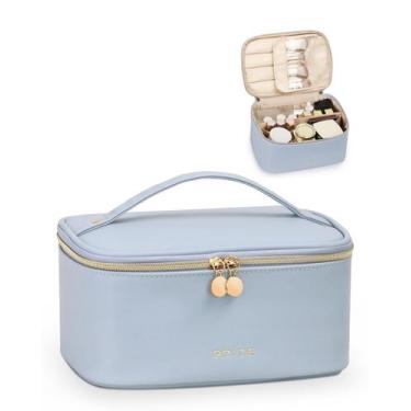 Imagem de Bolsa de maquiagem Prite Portable Cosmetic Organizer impermeável azul