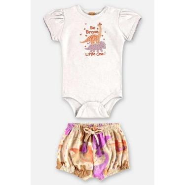 Imagem de Conjunto Dino para Bebê Menina Up Baby, Bege, M