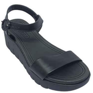 Imagem de Sandália Moleca Casual Feminina com Salto Anabela 6cm, Preto, 35