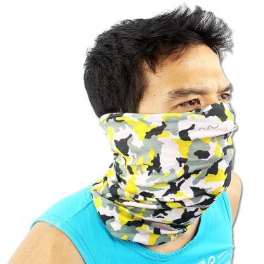 Imagem de Bandana Amarelo E Cinza Camuflado Coolmax Proteção Pesca
