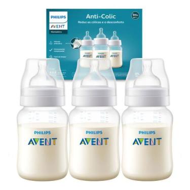 Imagem de Kit Triplo Mamadeira Anti-Colic Transparente 260ml SCY103/03 Philips A
