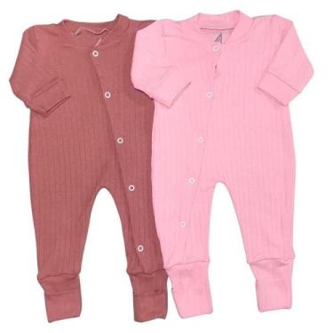 Imagem de Macacão Bebe malha com zíper vira pé menino menina 2 Peças - ALHAYT, R