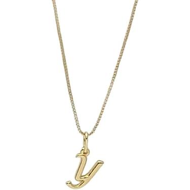 Imagem de Colar Feminino com Letra Inicial – Pingente Personalizado Elegante – Corrente Semi Joia Banhada a Ouro 18K – Presente Sofisticado para Mulher - Stella Vilela Semi Joias (Y)