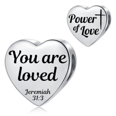 Imagem de MiiFort Berloque de coração de amor com versículo bíblico, pulseiras Pandora, religião, aniversário, presente para mulheres, filha, aço inoxidável, One Size, Aço inoxidável, Sem Pedra Preciosa