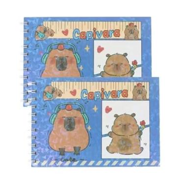 Imagem de Caderno Para Pintura Capivara Capa Dura 50 Folhas A5 Com Folha De Acetato Desenhos Infantil para Crianças