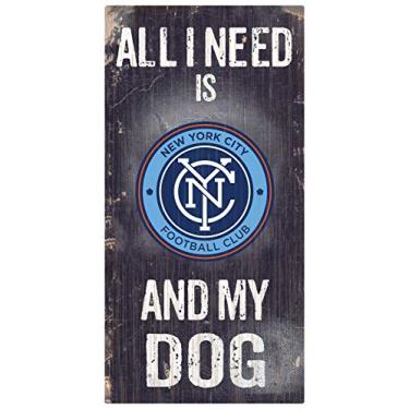 Imagem de Fan Creations Placa unissex MLS New York Red Bulls New York Redbulls Soccer and My Dog, cor da equipe, 15 x 30 cm