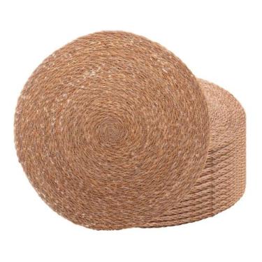 Imagem de Kit 12 Lugar Americano Sousplat Redondo de Fibra Natural 37cm Wolff