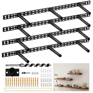 Imagem de TOGJNDLL Suporte de prateleira flutuante de 86 cm x 20 cm, suporte de prateleira flutuante oculto de 86 cm x 20 cm, 4 peças de suporte de parede de aço sólido espesso. Serviço de 3 anos