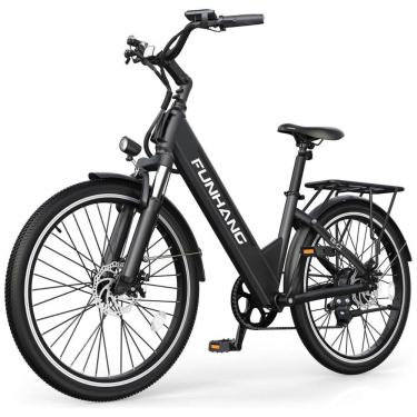 Imagem de E-Bike Funhang EB-C2, Motor Brushless 500W (Pico 1000W), Torque 55Nm, Bateria 48V 374Wh Removível, 26", 7 Marchas, 5 Modos, Freios a Disco