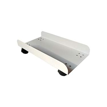 Imagem de Suporte de CPU para roda de computador, suporte de base de host de mesa, suporte de impressora, suporte de metal, suporte de rack adequado para a maioria dos PCs (cor: branco)