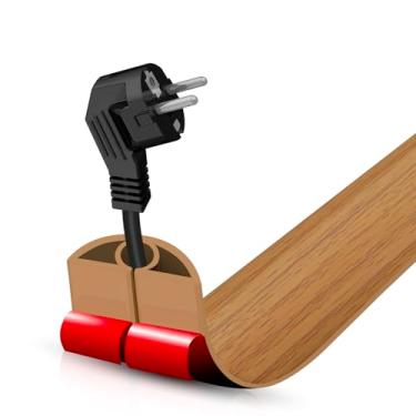 Imagem de Escondedor autoadesivo para cabo de chão, gerenciamento de cabos de 9 m, protetor de faixa de extensão para fios, evita viagens de cabos para escritórios, academias, exposições, cavidade: 0,8 cm (L) x