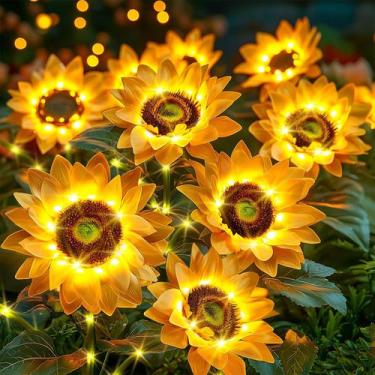 Imagem de Luzes solares de jardim NESSTU, pacote com 6 unidades, LED de girassol