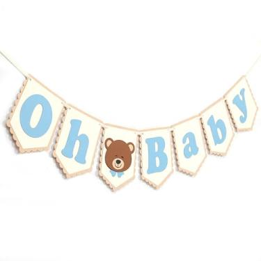 Imagem de Faixa Bear Oh Baby - Decorações de chá de bebê com tema de urso, guirlanda de chá de bebê urso, decorações de festa de bebê de boas-vindas, adereços de foto de quebra de bolo revelação de gênero
