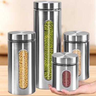 Imagem de Porta Mantimentos, Potes para Mantimentos, Pote Inox, Porta Mantimentos Inox, Jogo de Mantimentos Cozinha, Potes Mantimentos, Potes de Mantimentos, Porta Mantimentos Hermetico