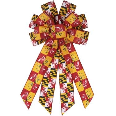 Imagem de YKW Bandeira de Maryland Grande Arco Decorativo, 29 cm x 53 cm para Guirlanda de Porta de Férias, Borda com Fio Interior Exterior Casa Lareira Manto Festa de Natal Decoração de Presente Sazonal