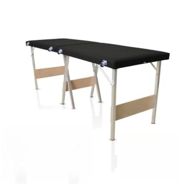 Imagem de Maca dobrável portátil Premium - Estética/Massagem/Cílios/Tatuagem- 240kg(Preta)