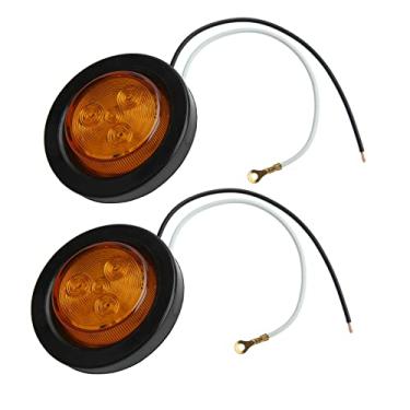 Imagem de Tbest Reboque de LED Redondo Lâmpada de Folga do Marcador Lateral Amarelo Universal para Picape de ônibus de Caminhão Ute Utv 2 Polegadas ABS LED 4 Contas Dc1030v