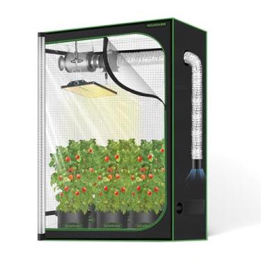 Imagem de MELONFARM Tenda De Cultivo 2X4, Tenda De Cultivo 48" X24" X60", Tenda De Cultivo Interna Com Porta De Visualização Transparente Dupla, Tenda De Cultivo Com Mylar Altamente Refletivo E Bandeja De Pis