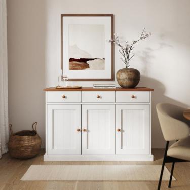 Imagem de Buffet 3 Portas e 3 Gavetas em Madeira Maciça Westerland Branca