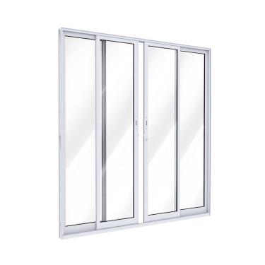 Imagem de Porta de Alumínio de Correr 2 Folhas Móveis e 2 Folhas Fixas 215x200cm Lucasa Ideale Branco