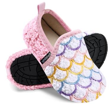Imagem de WateLves Pantufas infantis para meninos e meninas, para casa, sem cadarço, leves, para inverno, ambientes internos e externos, Rosa/branco, 9.5-10 Toddler