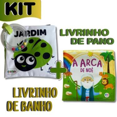 Imagem de KIT para bebes Livro Pano JARDIM e Livro de Banho A Arca de Noé Desenv