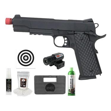 Imagem de Pistola Airsoft Gbb 1911 Commander Full Metal 6mm + Kit Pro