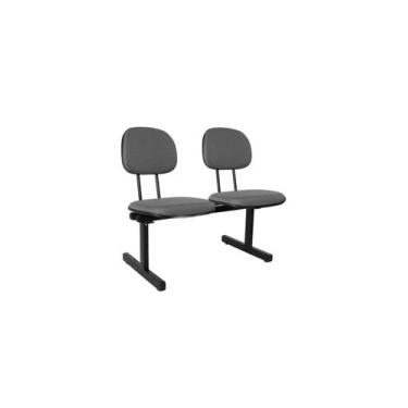 Imagem de Cadeira longarina 2 lugares sala de espera recepção tecido cinza preto