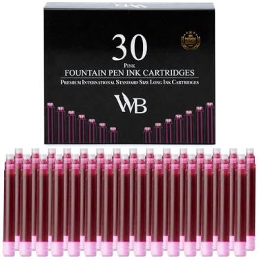 Imagem de Wordsworth & Black Recargas de tinta para caneta-tinteiro - conjunto de 30 cartuchos de tinta rosa - tamanho padrão internacional - comprimento APPR 2,04 polegadas - diâmetro da base APPR 0,24