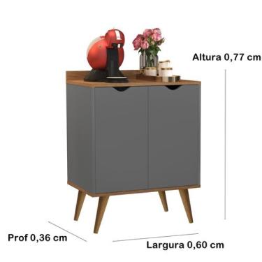 Imagem de Aparador 2 Portas Buffet 4545 Pés Palito - Onix / Nature - Comprar Móv