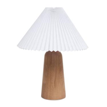 Imagem de Luminária de Mesa Abajur em Madeira e Linho Branco 46cm 1E27 21531 Mart