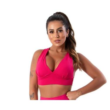 Imagem de Top Bojo Suplex Cruzado Nas Costas Feminino Fitness - JAVA MODAS, Rosa