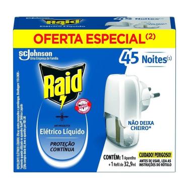 Imagem de Repelente Elétrico Raid 45 Noites Aparelho + Refil Líquido 32,9ml 
