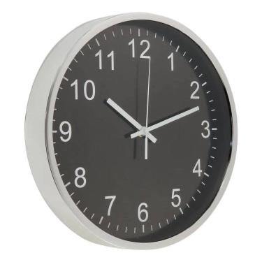 Imagem de Relógio De Parede 30Cm Para Cozinha, Sala - Prata E Preto