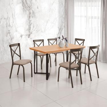 Imagem de Mesa de Jantar Michigan 160cm em Madeira Maciça Imbuia Base Preta