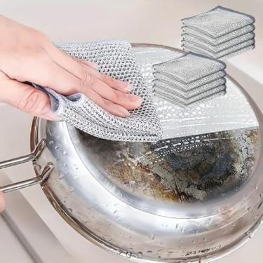 Imagem de 10 esponjas de limpeza de arame multiuso, panos de limpeza milagrosos, panos de lavar louça para panelas antiaderentes, cozinha, pias, esfoliantes e limpadores para pratos, fácil de enxaguar