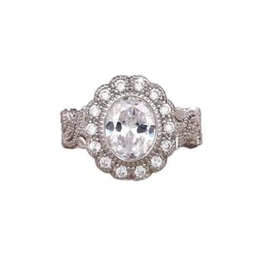 Imagem de Anéis de noivado de zircônia cúbica branca banhada a ouro branco, alianças de compromisso, festas noturnas, presentes de dia dos namorados, alianças de eternidade para mulheres, 7, Cobre, Sem pedra