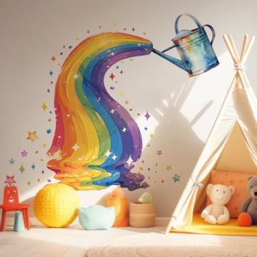 Imagem de Adesivo de parede de chaleira de arco-íris pintado com desenho animado para quarto, porta de vidro, decoração de varanda - decoração de Natal