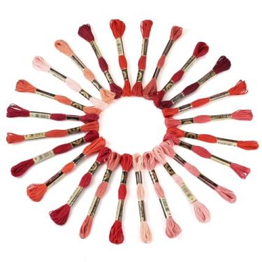 Imagem de Fio de bordado de 1 mm, 6 camadas, 24 novelos, vermelho, pulseira da amizade, fio dental para máquina de costura, costura manual