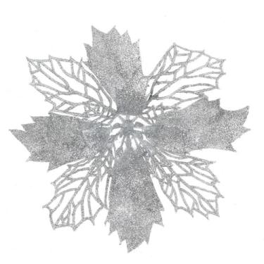 Imagem de Enfeite de árvore de Natal, vazado, criativo, multicolorido, artificial, flores vazadas, elegante, árvore de Natal romântica (M, prata)