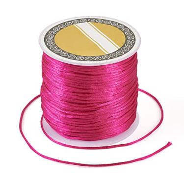 Imagem de 70 m/70 m 1 mm Cordão de cetim com acabamento em nylon fio de seda para nó chinês trançado kumihimo macramê amizade pulseiras fabricação de joias médio violeta vermelho