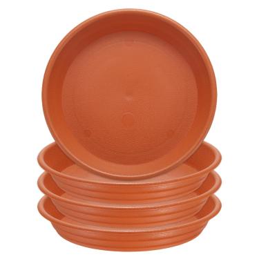 Imagem de 4 peças de pires de plantas de plástico 13 cm bandejas de gotejamento redondas pires de vaso de flores base de flores bandeja de drenagem inferior para plantadores internos e externos, cerâmica
