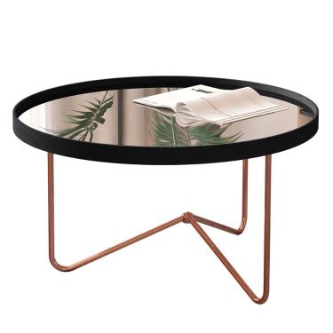 Imagem de Mesa De Centro Alamanda Sala Espelhada Com Pés Metálicos Preto-bronze