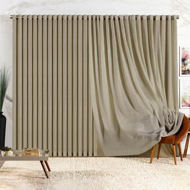 Imagem de Cortina Lucy Blackout Voil Gaze Linho 2,60m X 1,70m Sala Quarto Varão 2m - Chocolate - 100% Poliéster