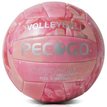 Imagem de PECOGO Volleyball tamanho 5, couro PU macio rosa, 21 cm