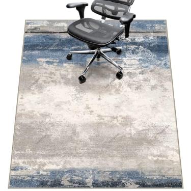 Imagem de Tapete de cadeira para piso de madeira, 122 cm x 152 cm, tapete embaixo da mesa para cadeira de computador com rodinhas e piso baixo, protetor de piso antiderrapante para escritório em casa, estilo