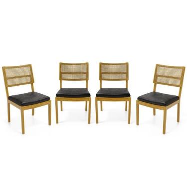 Imagem de Kit Com 4 Cadeiras Milena Madeira Maciça Assentos Estofados Encostos D